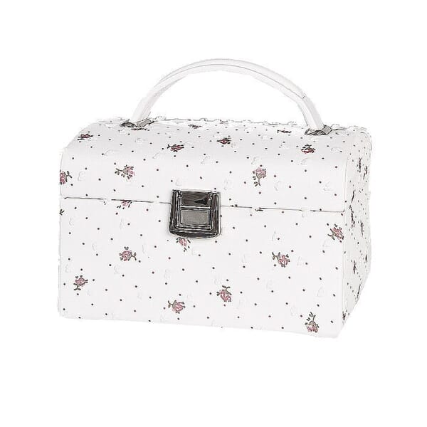 Smykkeskrin til barn, hvit/rosa  med blomster - 3463614